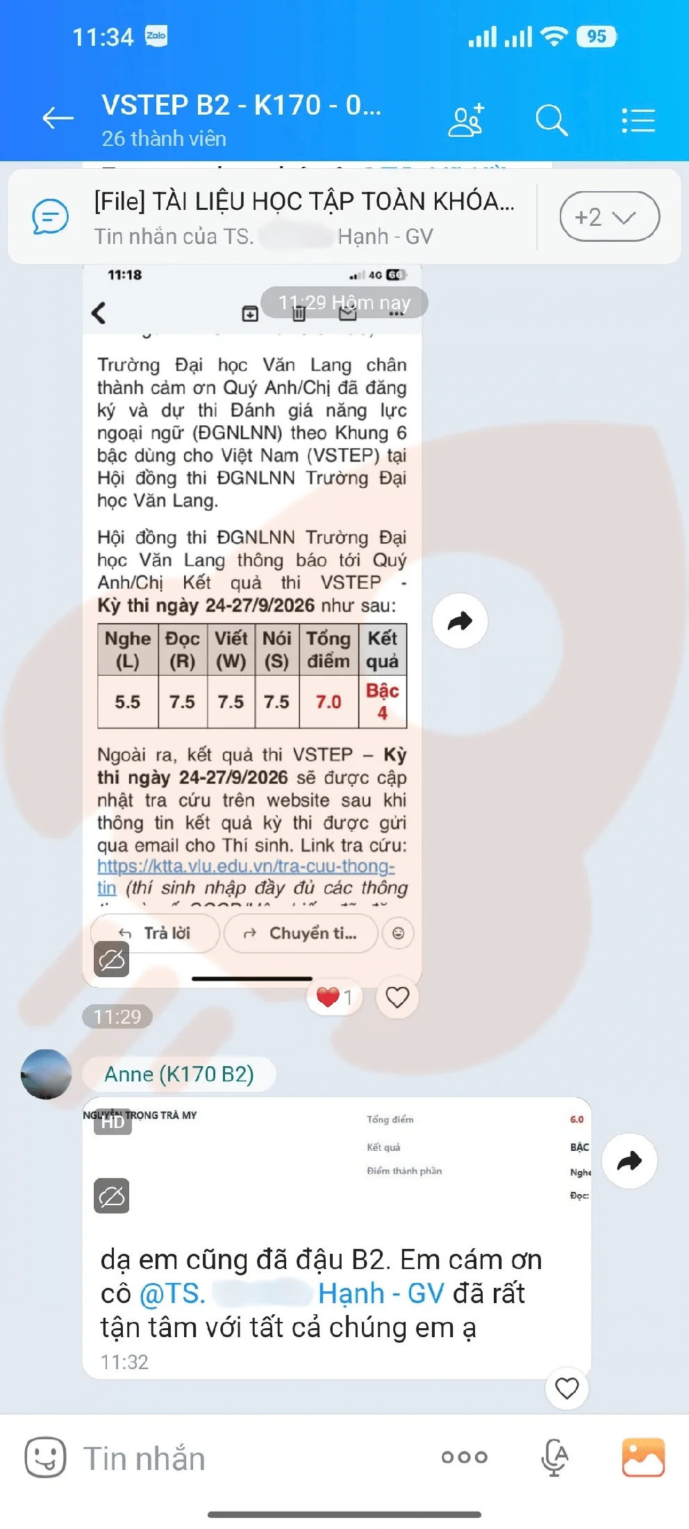 Phản hồi học viên VSTEP B2