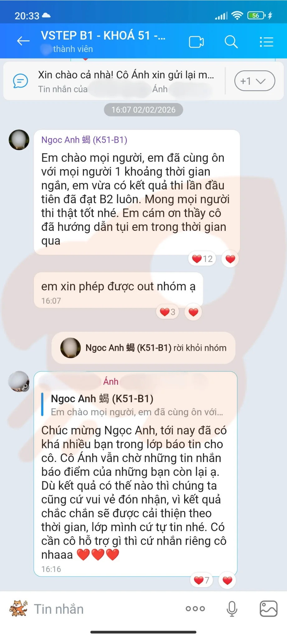 Phản hồi học viên VSTEP B2
