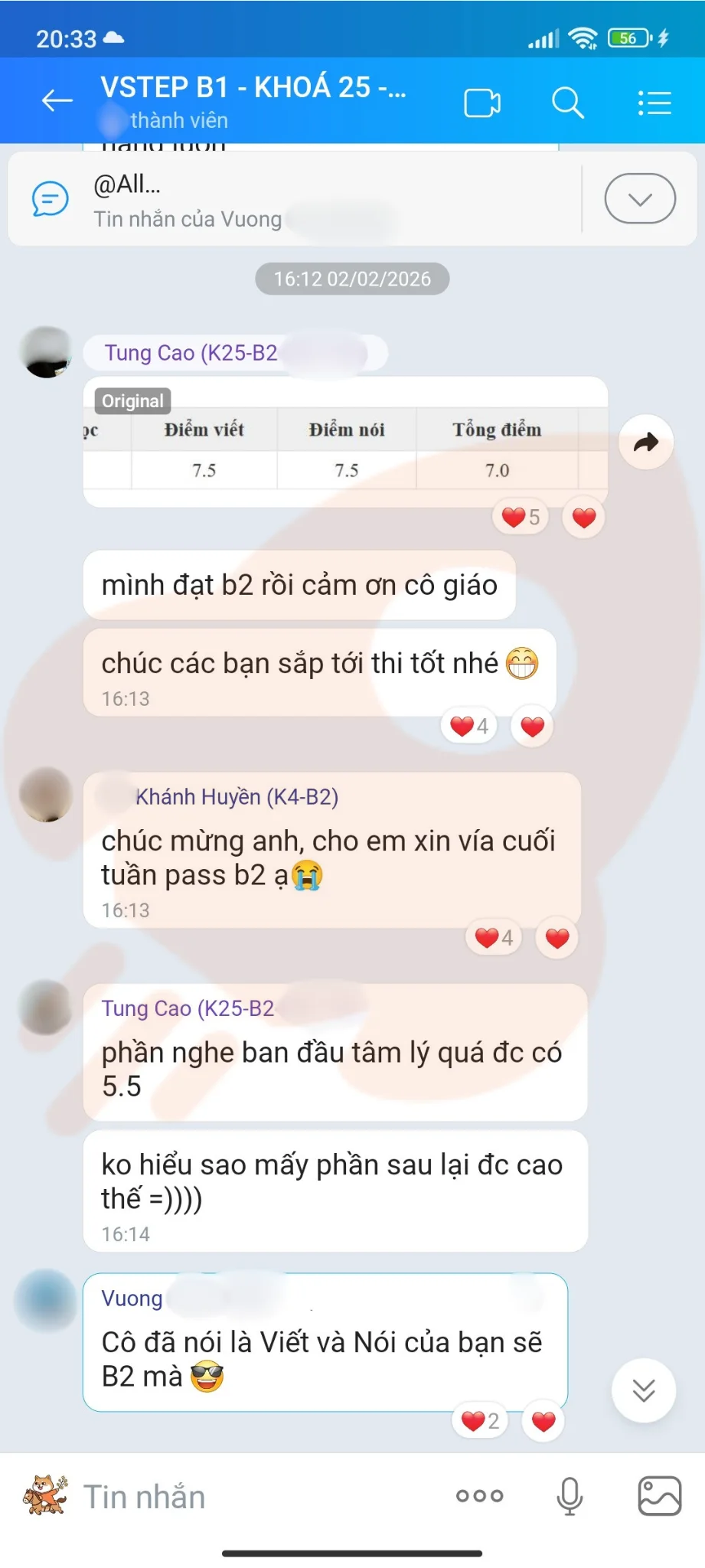 Phản hồi học viên VSTEP B2