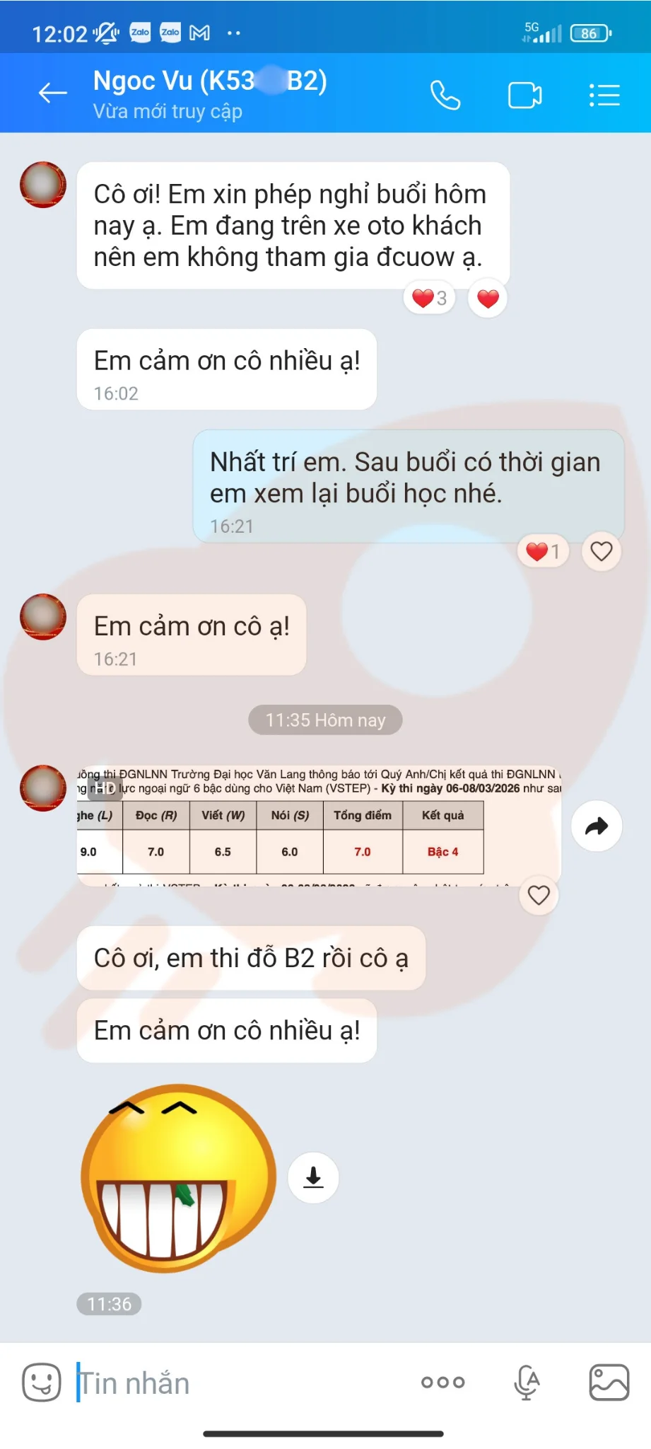 Phản hồi học viên VSTEP B2