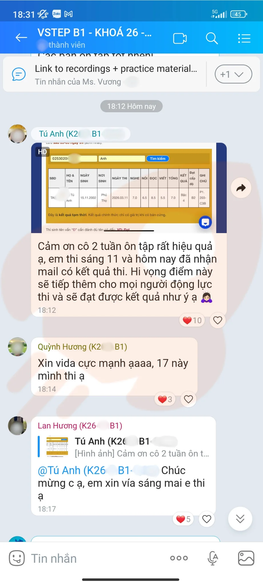 Phản hồi học viên VSTEP B2