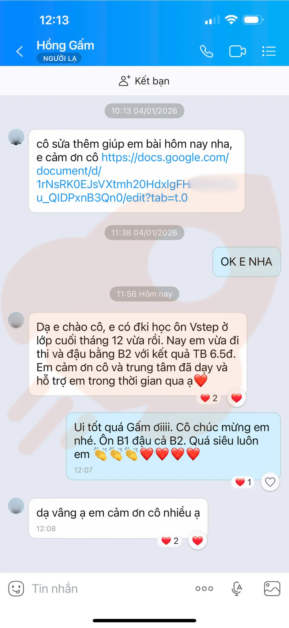 Phản hồi học viên VSTEP B2