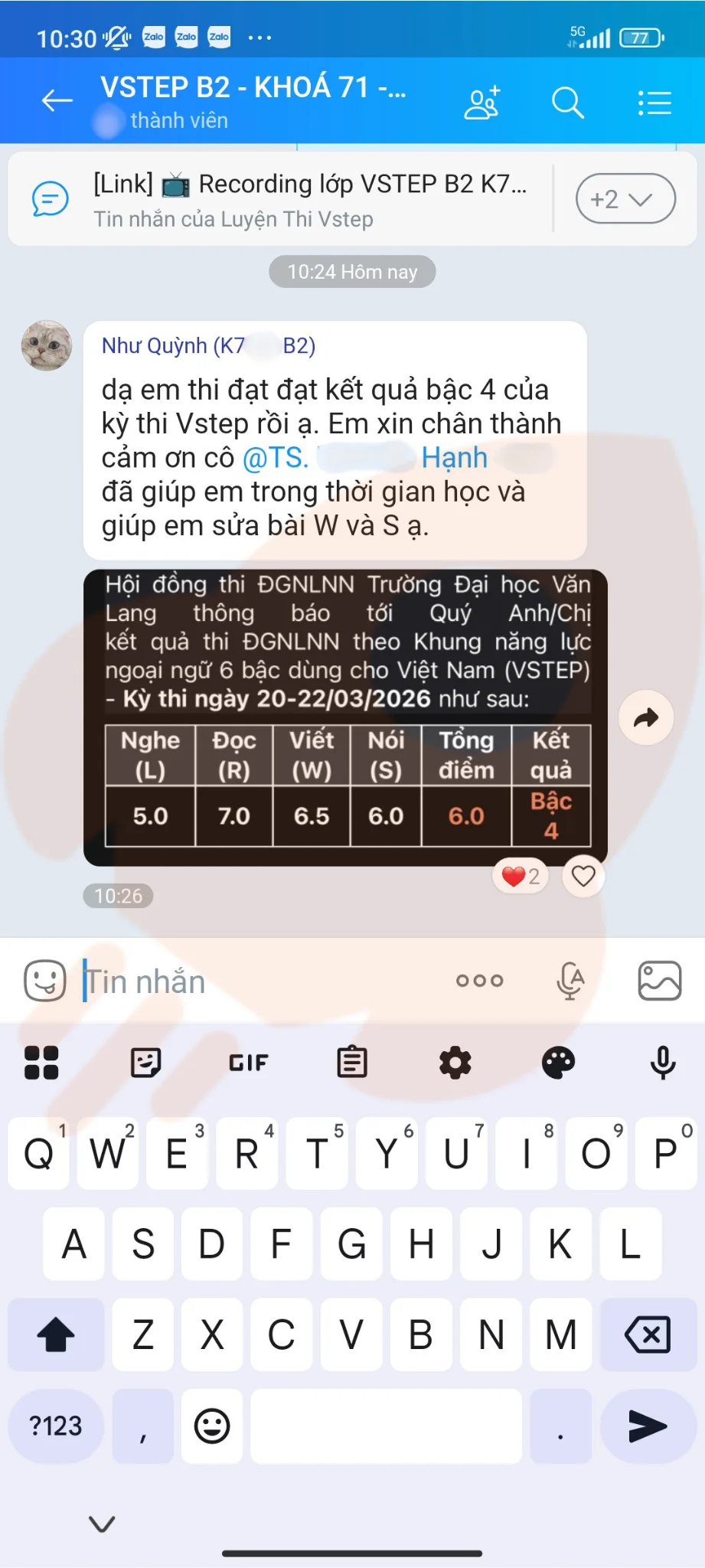Phản hồi học viên VSTEP B2