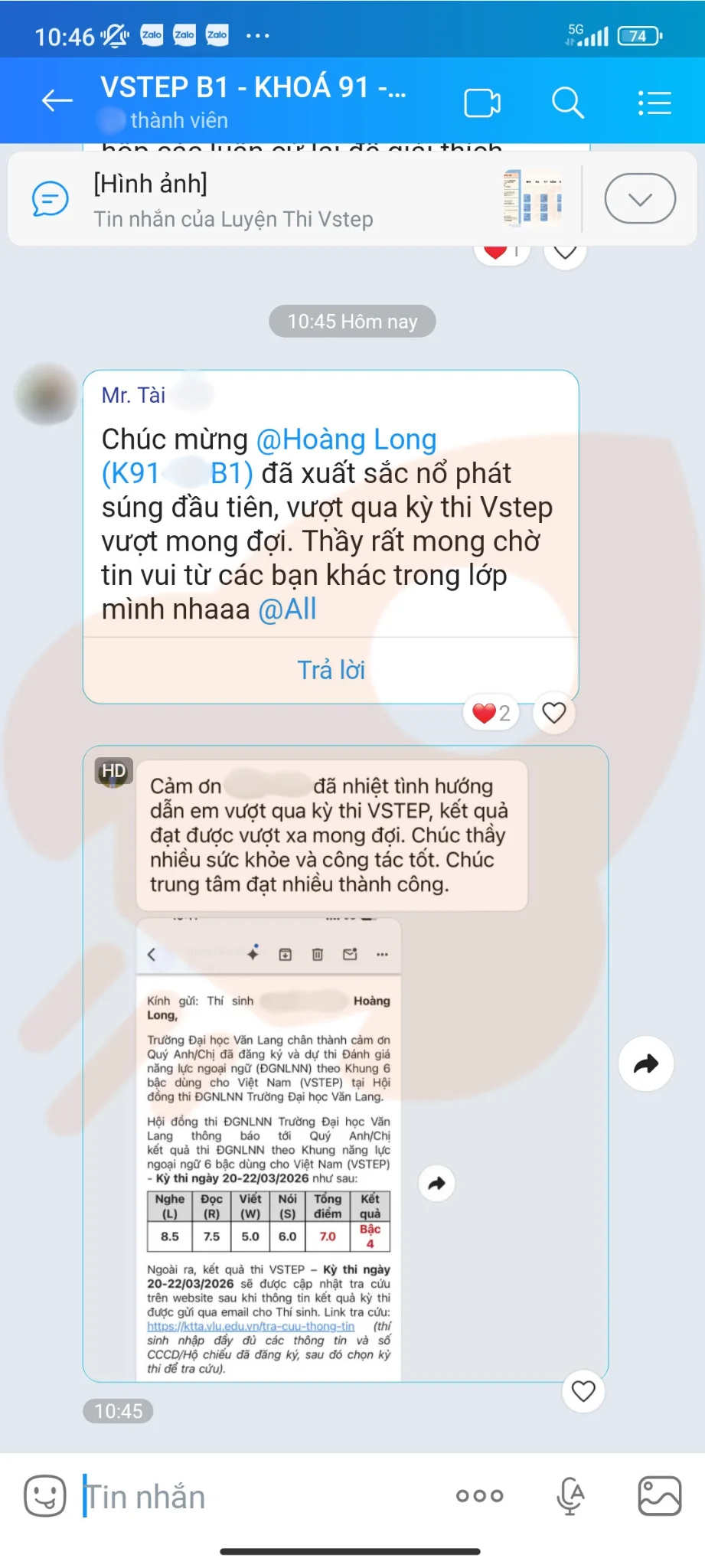 Phản hồi học viên VSTEP B2