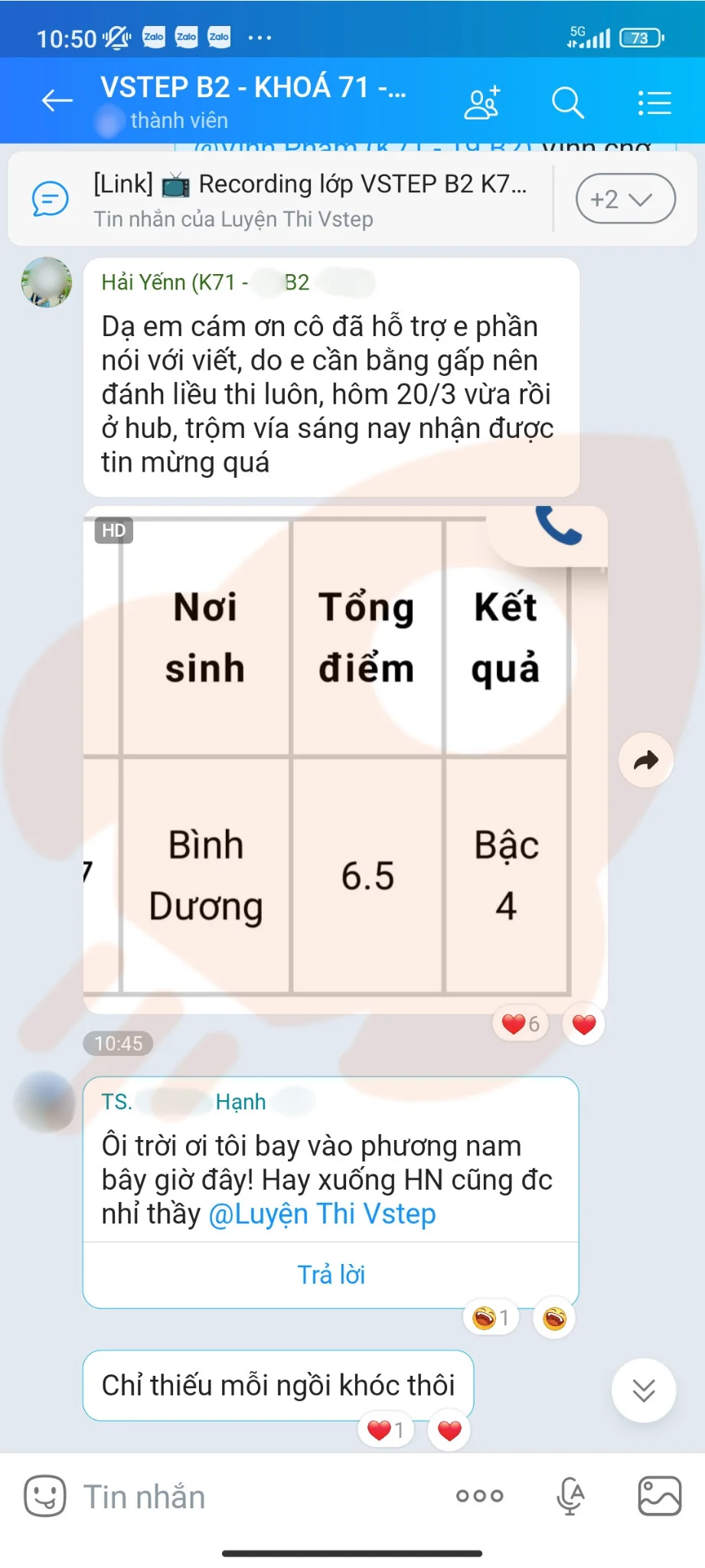 Phản hồi học viên VSTEP B2