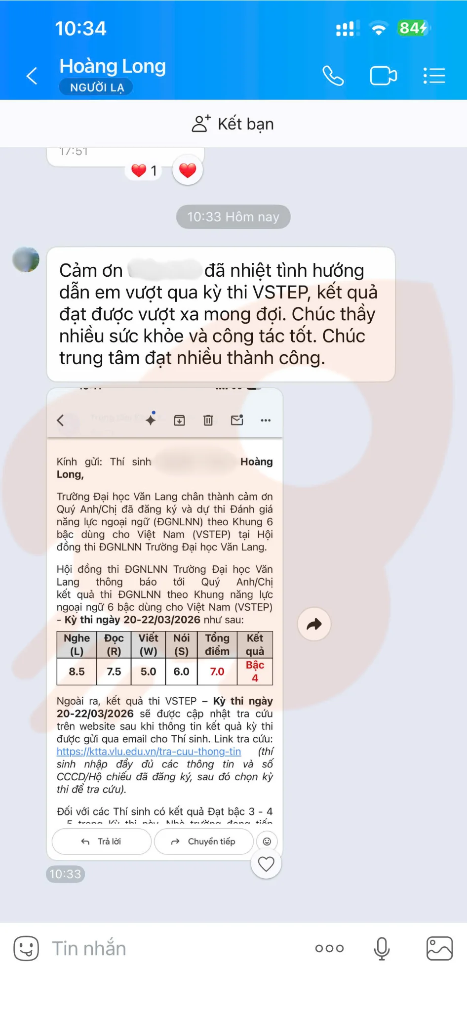 Phản hồi học viên VSTEP B2