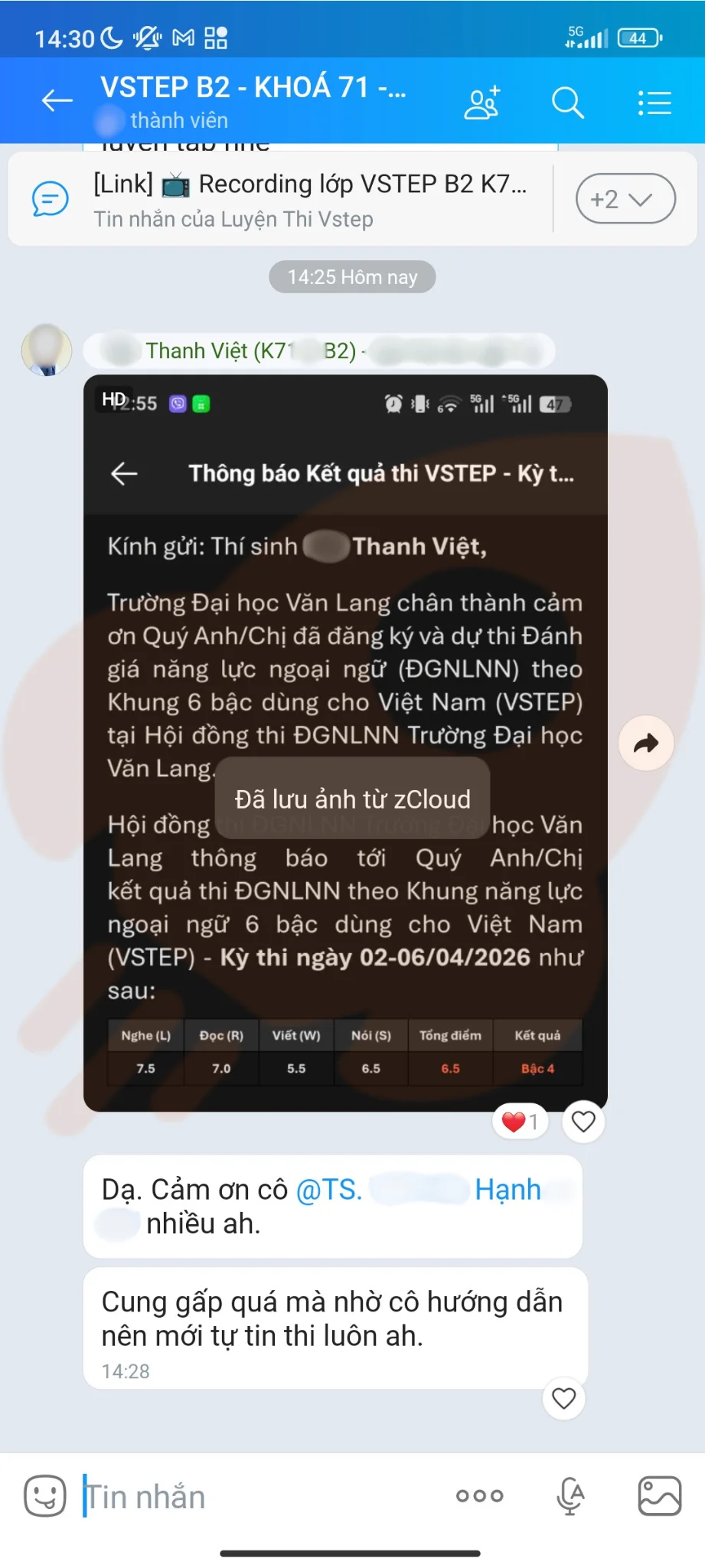 Phản hồi học viên VSTEP B2