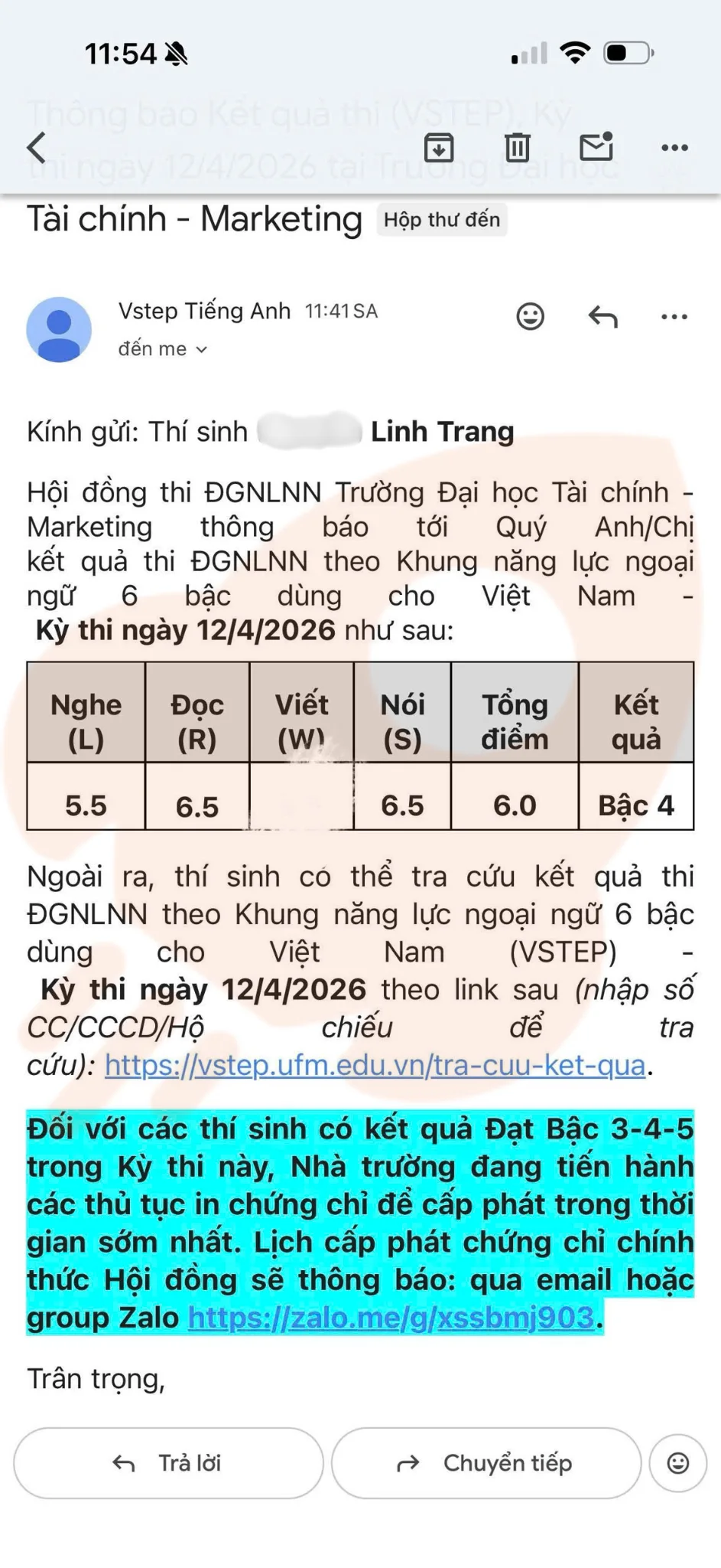 Phản hồi học viên VSTEP B2
