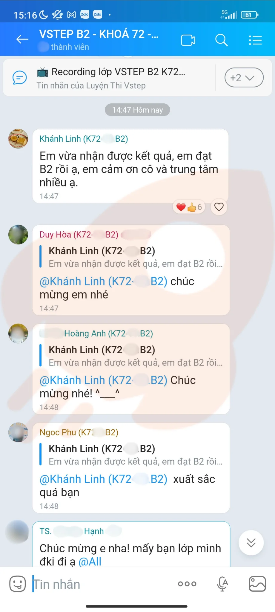 Phản hồi học viên VSTEP B2