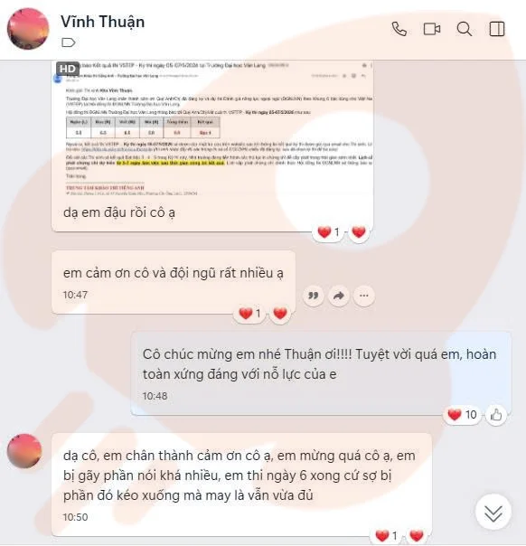 Phản hồi học viên VSTEP B2