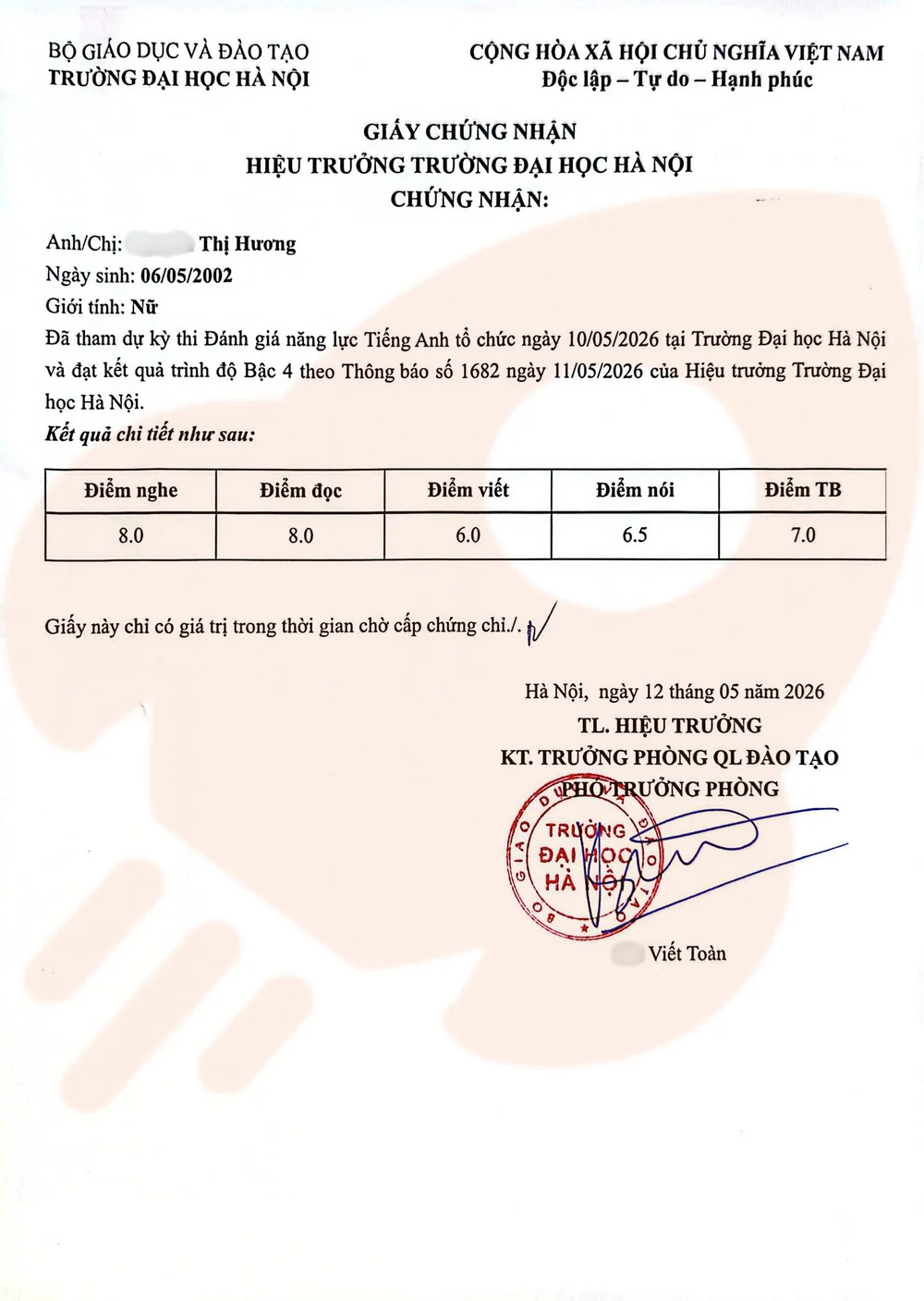 Phản hồi học viên VSTEP B2