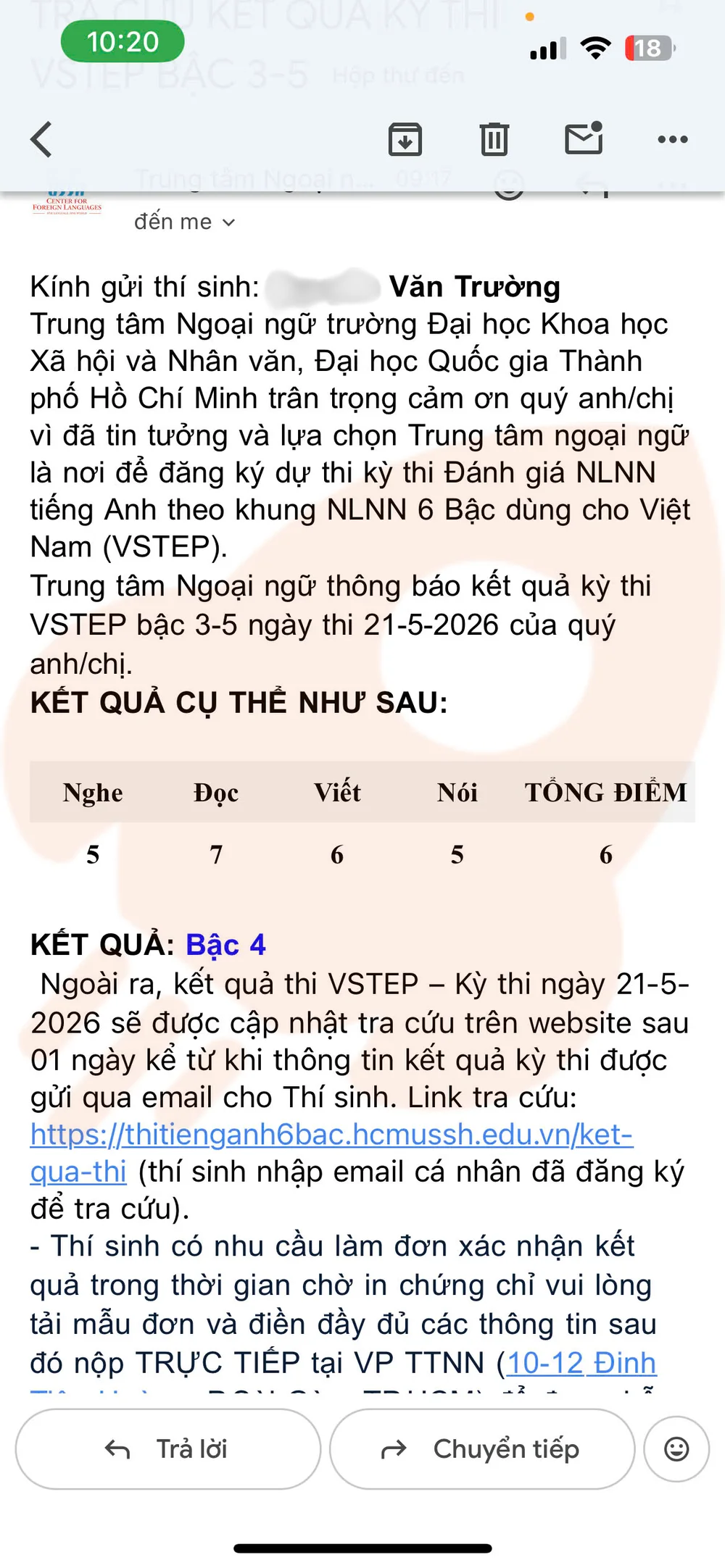Phản hồi học viên VSTEP B2