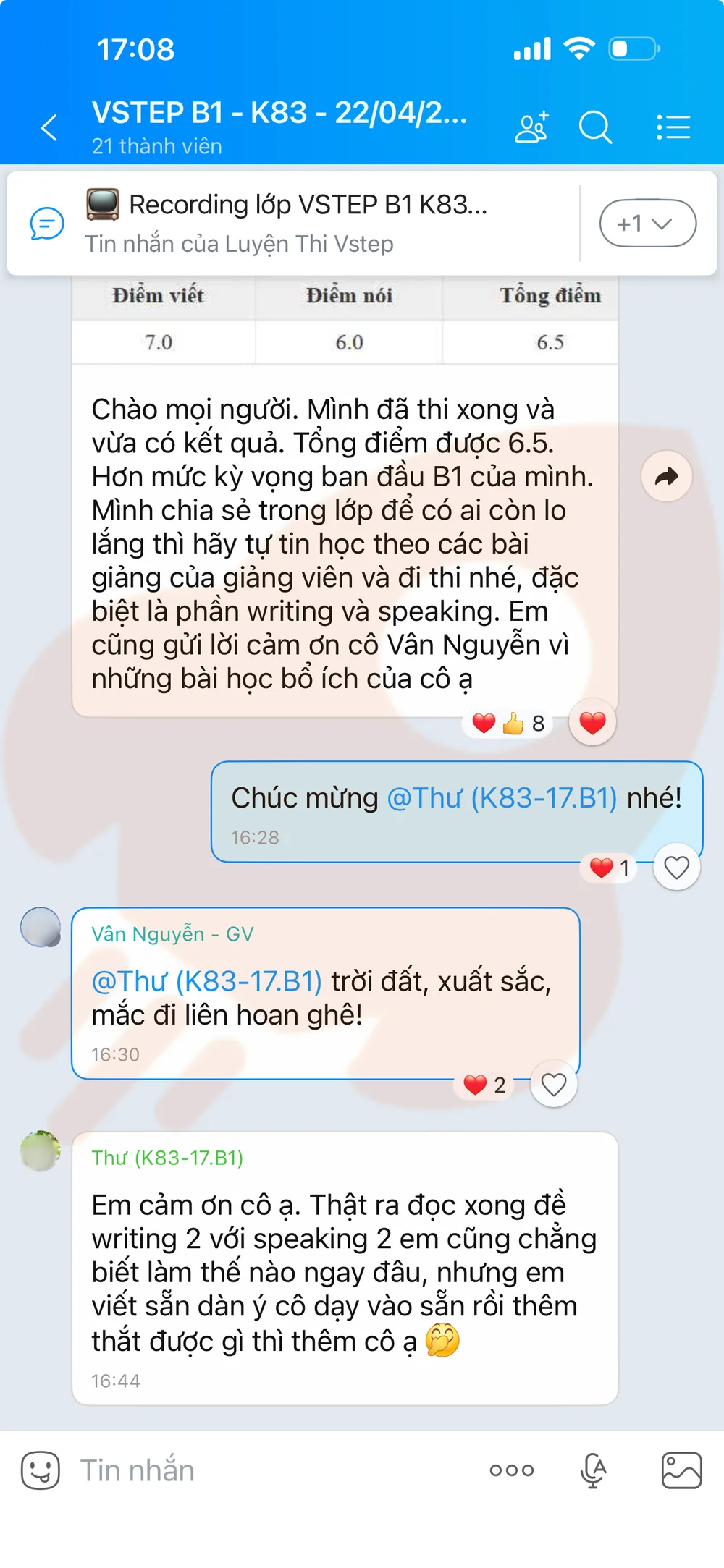Phản hồi học viên VSTEP B2