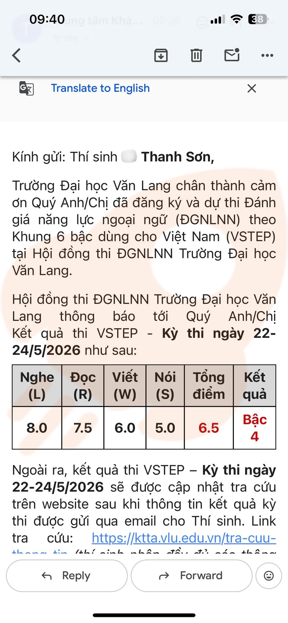 Phản hồi học viên VSTEP B2