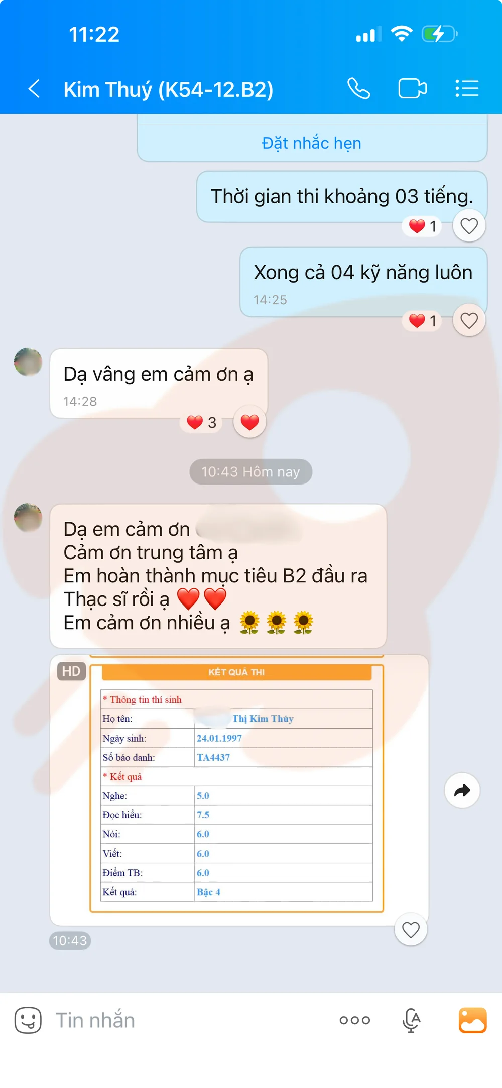 Phản hồi học viên VSTEP B2