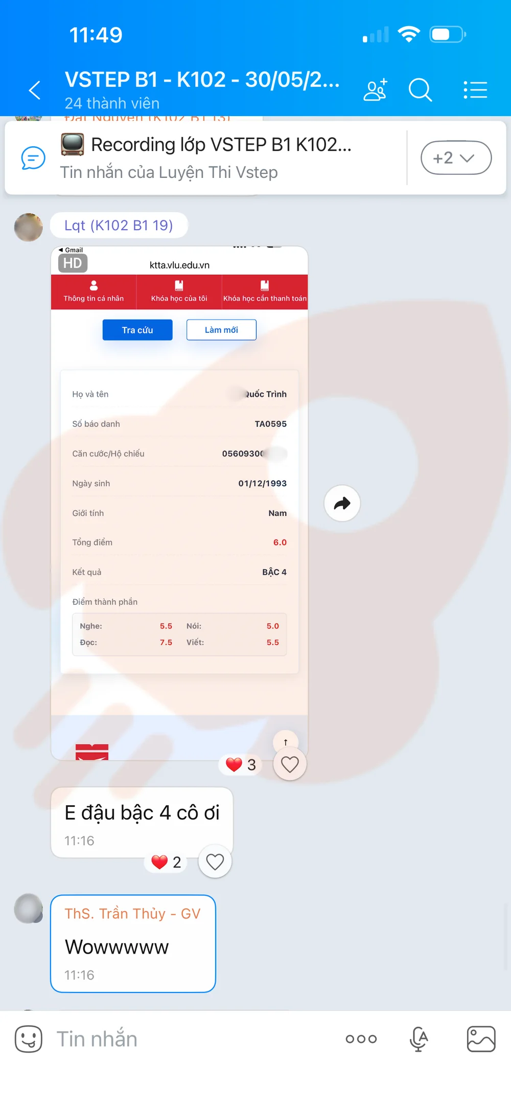 Phản hồi học viên VSTEP B2