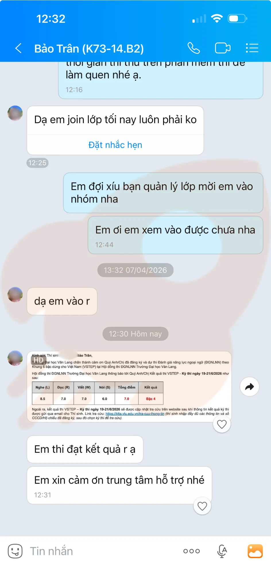 Phản hồi học viên VSTEP B2