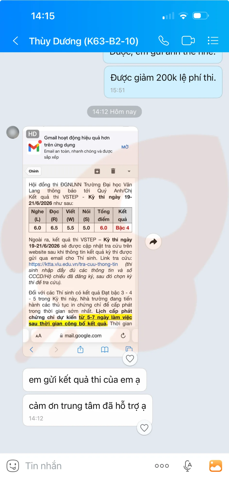 Phản hồi học viên VSTEP B2