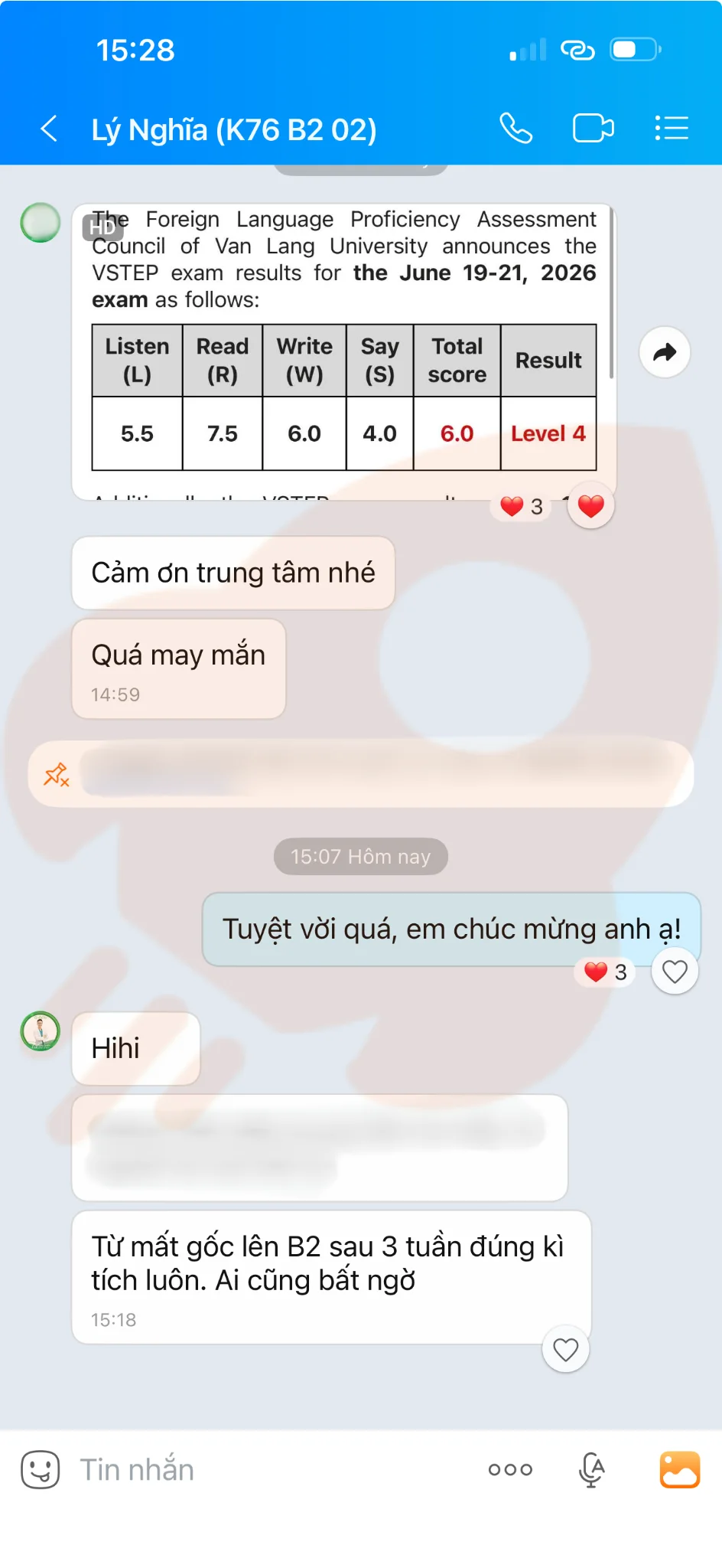 Phản hồi học viên VSTEP B2