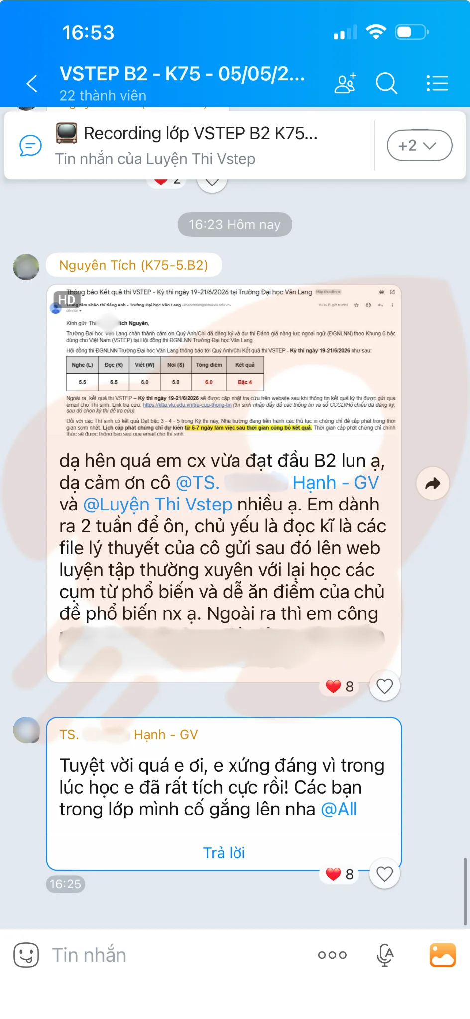 Phản hồi học viên VSTEP B2