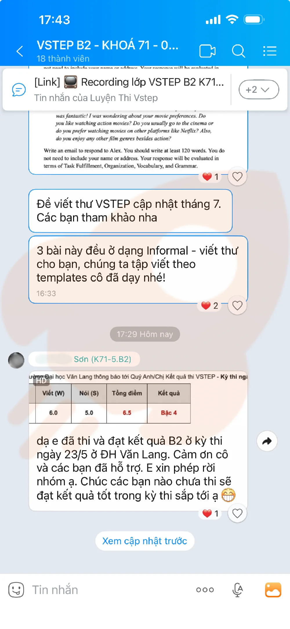 Phản hồi học viên VSTEP B2