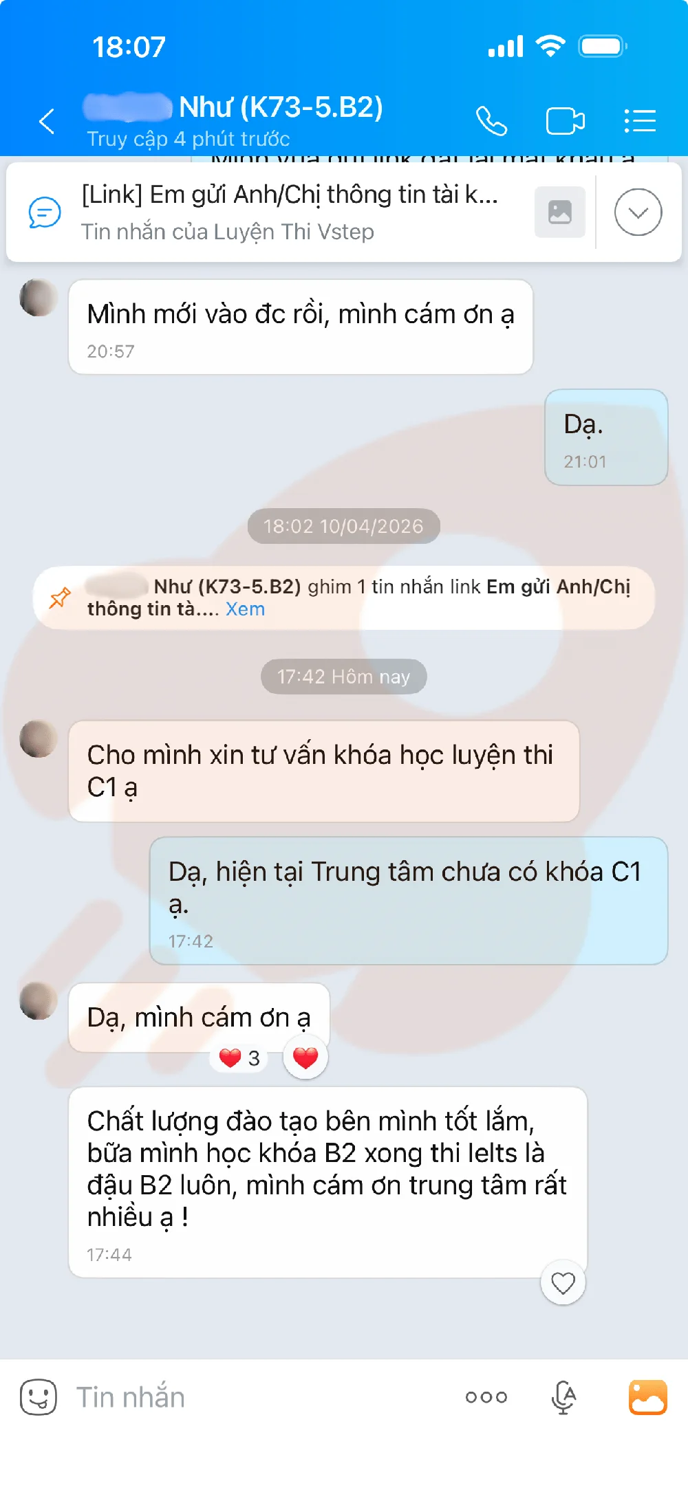 Phản hồi học viên VSTEP B2