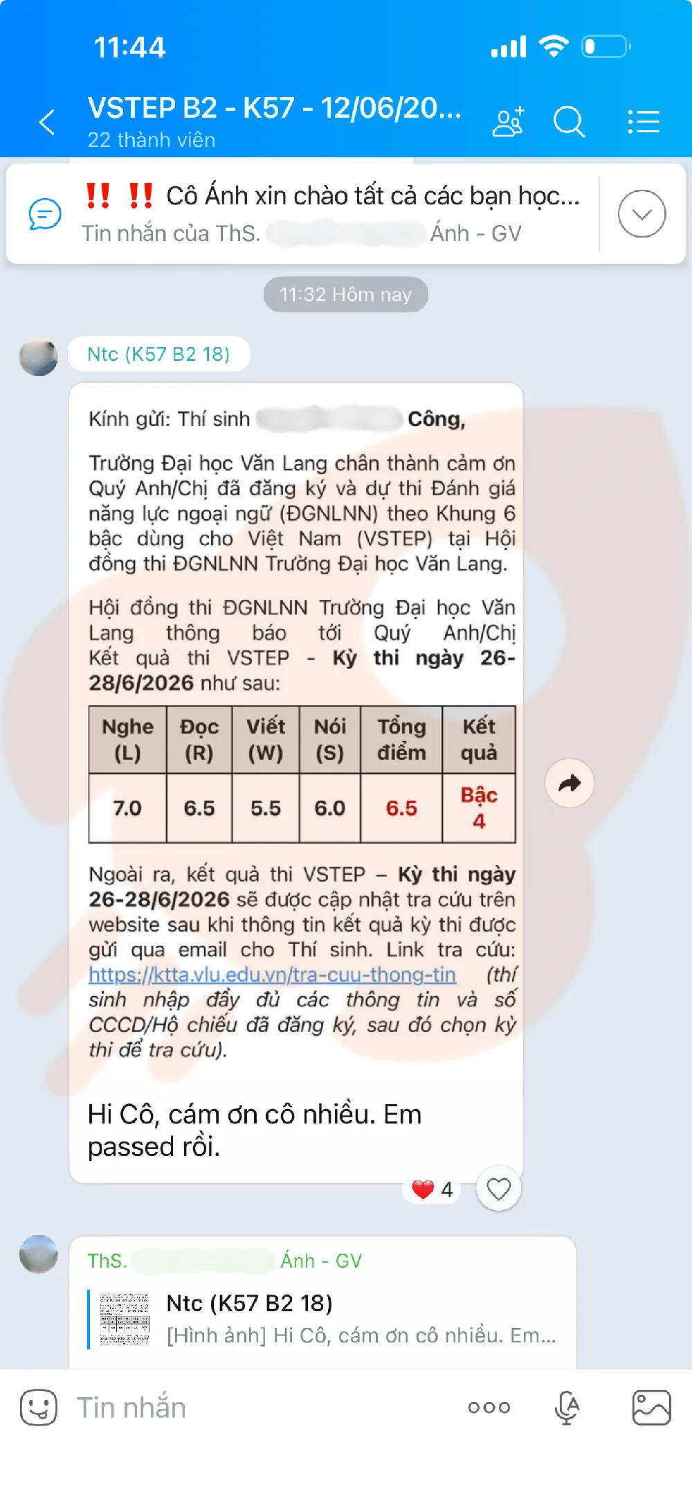 Phản hồi học viên VSTEP B2