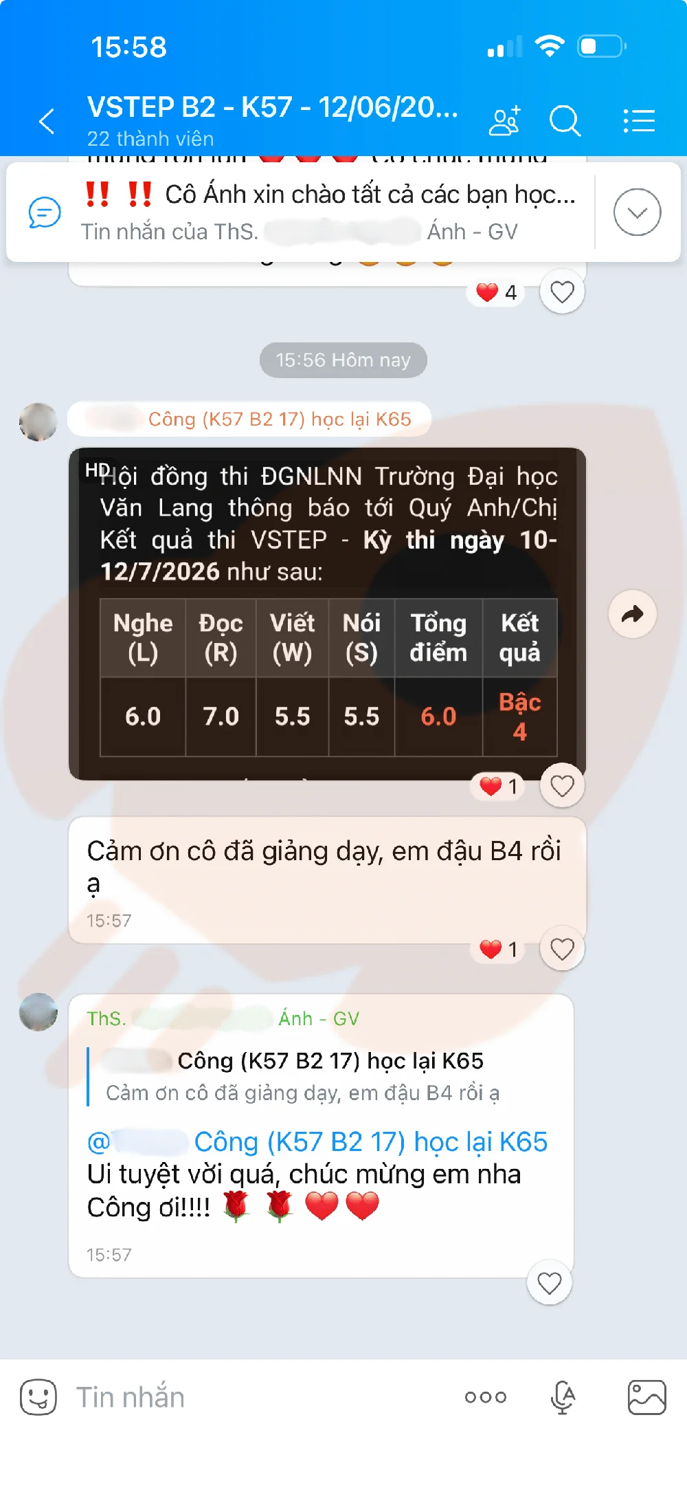 Phản hồi học viên VSTEP B2