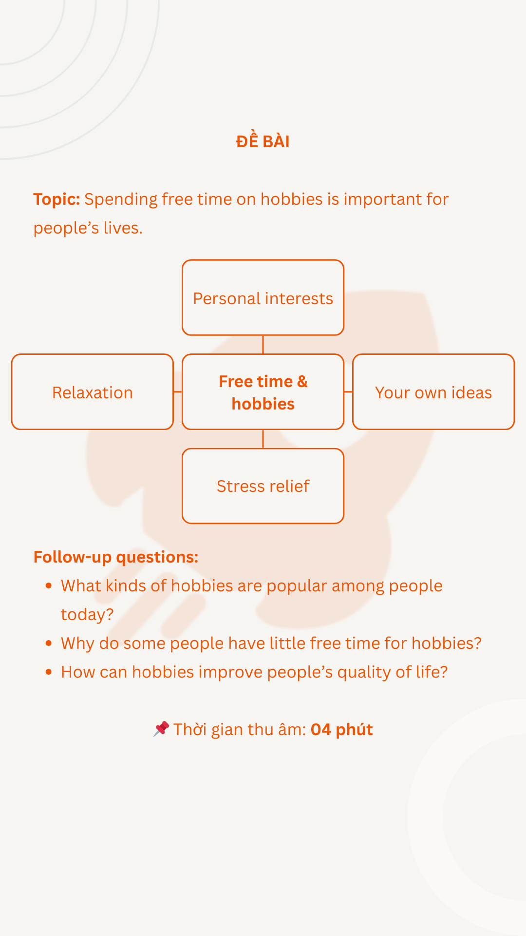 VSTEP Speaking Part 3 - Topic 10: Spending free time on hobbies is important for people’s lives