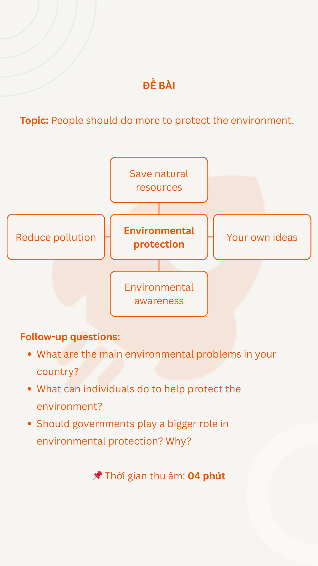 VSTEP Speaking Part 3 - Topic 9: People should do more to protect the environment